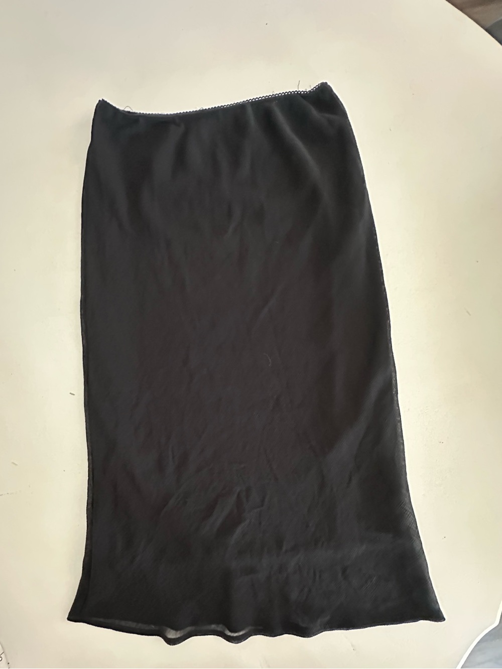 Vintage 90s WaWa Black Mesh Overlay Midi Skirt–Whimsigoth Goth Grunge Slip Skirt